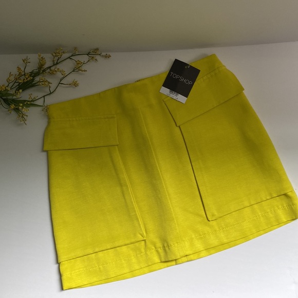NWT Top Shop Neon Yellow Skirt Size 2 - Picture 6 of 6